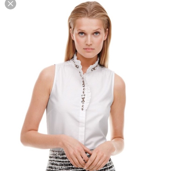 J. Crew Tops - J. Crew Ruffle Top with Diamond Embellishments
